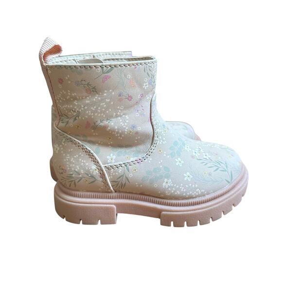 NWOT Cat & Jack light pink floral zipper side booties SIZE 5 - Picture 1 of 4